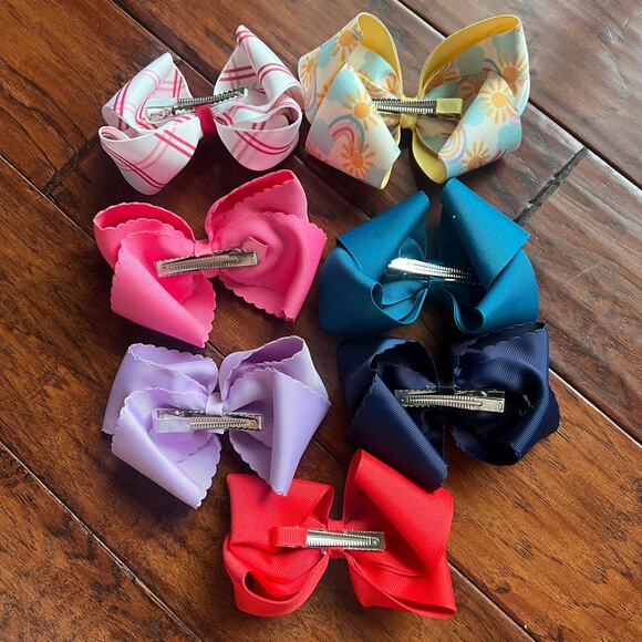Merce‎ & Me 5" Hair Bow Bundle Double Lined Grosgrain Ribbon Alligator Clip Baby - Picture 2 of 3